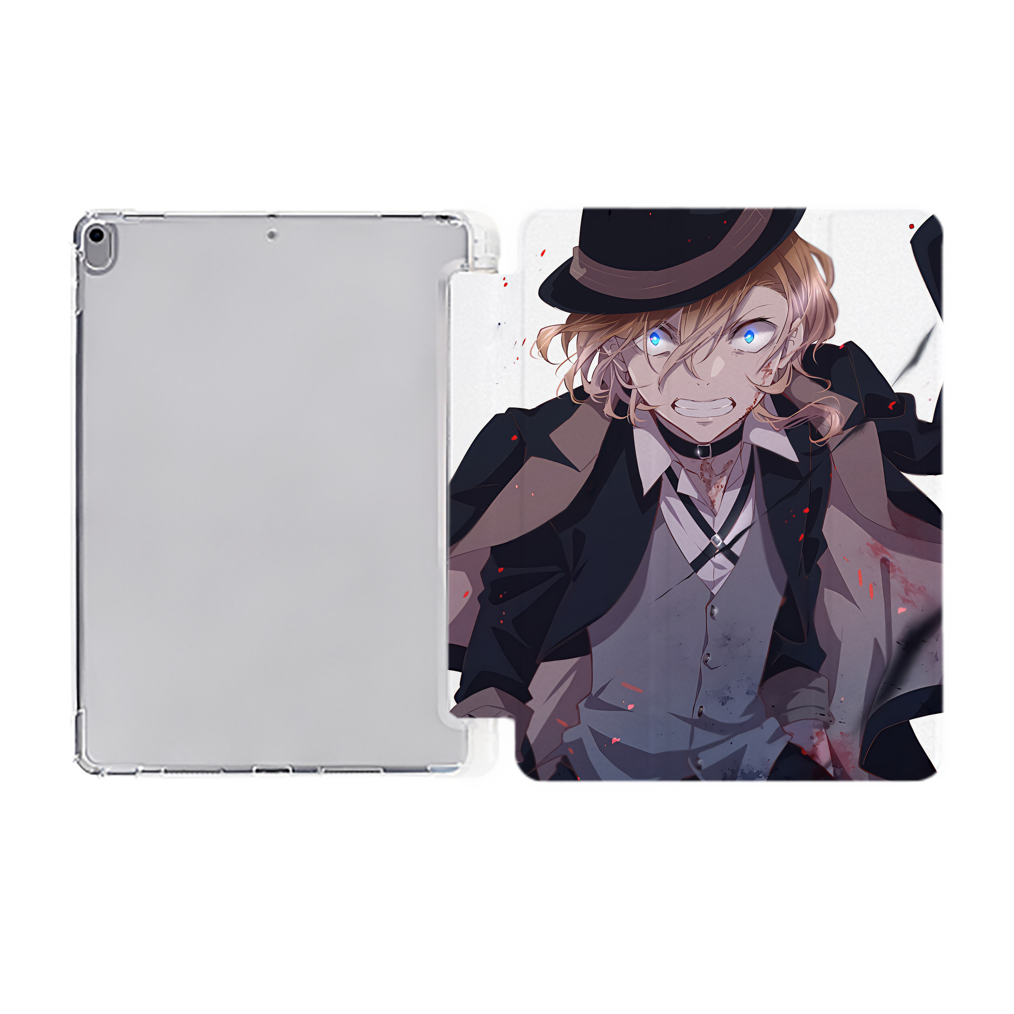（画像用） 文豪ストレイドッグス Bungo Stray Dogs IPad ケース ペン収納付き 三つ折りスタンド PUレザー×シリコン 対応機種9.5/10.5/10.9インチ